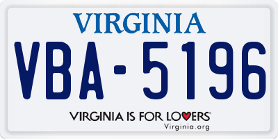 VA license plate VBA5196