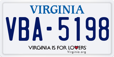 VA license plate VBA5198