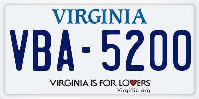 VA license plate VBA5200