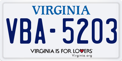 VA license plate VBA5203