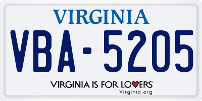VA license plate VBA5205