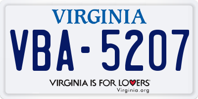 VA license plate VBA5207