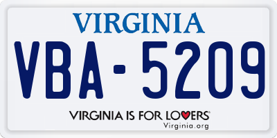 VA license plate VBA5209