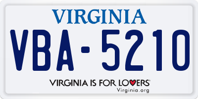 VA license plate VBA5210