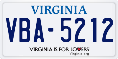 VA license plate VBA5212