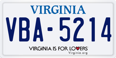 VA license plate VBA5214