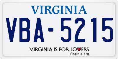 VA license plate VBA5215