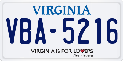 VA license plate VBA5216