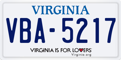 VA license plate VBA5217