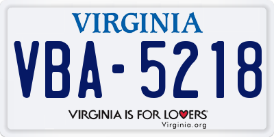 VA license plate VBA5218