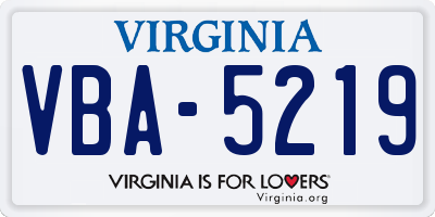 VA license plate VBA5219