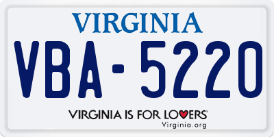 VA license plate VBA5220