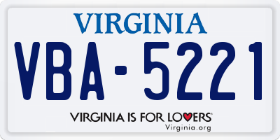 VA license plate VBA5221