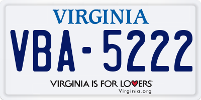 VA license plate VBA5222