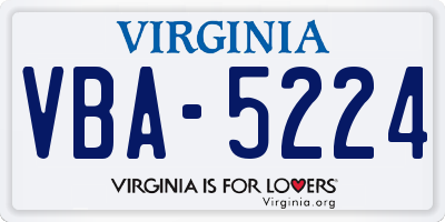 VA license plate VBA5224
