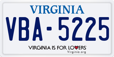 VA license plate VBA5225