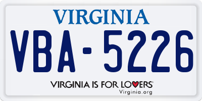 VA license plate VBA5226