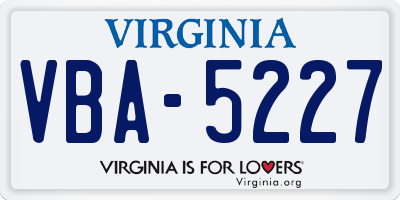 VA license plate VBA5227