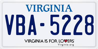 VA license plate VBA5228