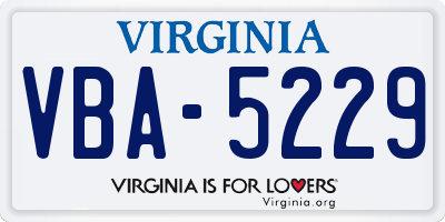 VA license plate VBA5229