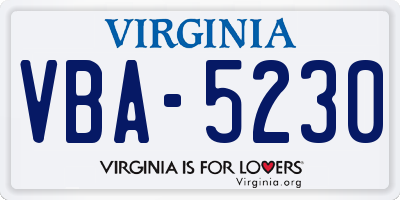 VA license plate VBA5230