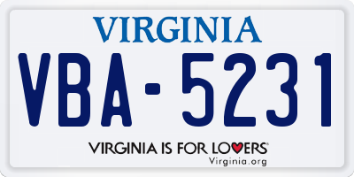 VA license plate VBA5231