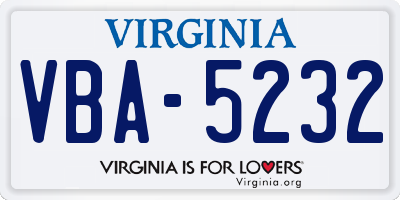 VA license plate VBA5232