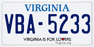 VA license plate VBA5233