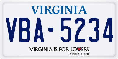 VA license plate VBA5234