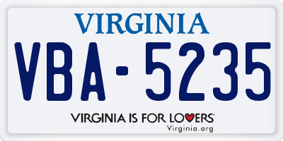 VA license plate VBA5235