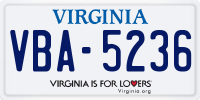 VA license plate VBA5236