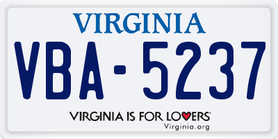 VA license plate VBA5237