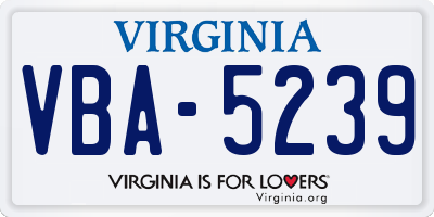 VA license plate VBA5239