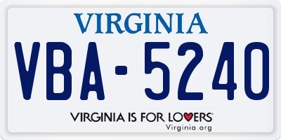 VA license plate VBA5240