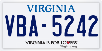 VA license plate VBA5242