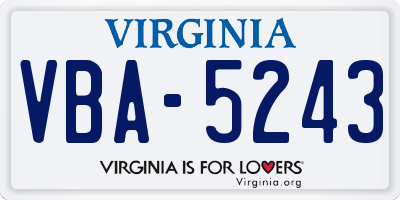 VA license plate VBA5243