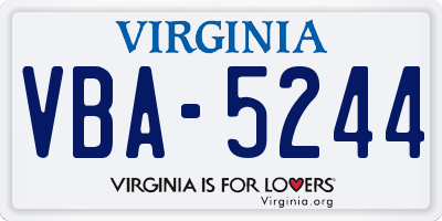 VA license plate VBA5244