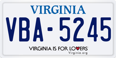 VA license plate VBA5245
