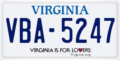 VA license plate VBA5247