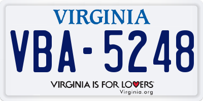 VA license plate VBA5248