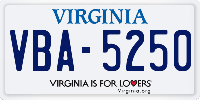 VA license plate VBA5250