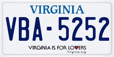 VA license plate VBA5252