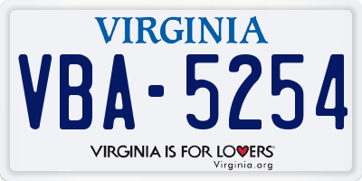 VA license plate VBA5254