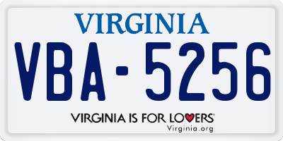 VA license plate VBA5256