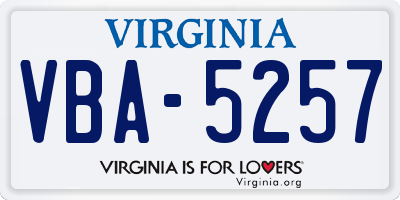 VA license plate VBA5257