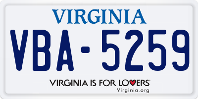 VA license plate VBA5259
