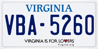 VA license plate VBA5260