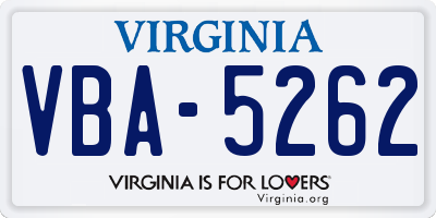 VA license plate VBA5262