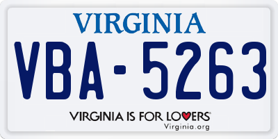 VA license plate VBA5263