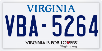 VA license plate VBA5264